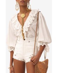 Chloé - V-Neck Ruffled Top - Lyst