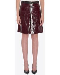 Self-Portrait - Leather Mini Skirt With Belt - Lyst