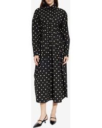 Moschino - Polka Dots Pleated Midi Dress - Lyst