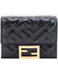 Fendi - Micro Tri-Fold Baguette Leather Wallet - Lyst