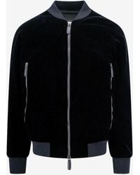 Giorgio Armani - Zip-Up Velvet Bomber Jacket - Lyst