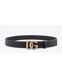 Dolce & Gabbana - Dg Logo Buckle Leather Belt - Lyst
