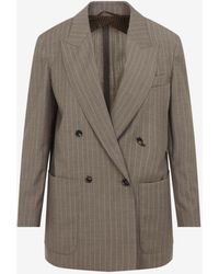 Max Mara - Acciaio Pinstripe Wool Blazer - Lyst