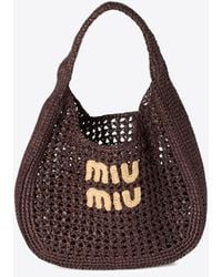 Miu Miu - Raffia-Effect Woven Hobo Bag - Lyst