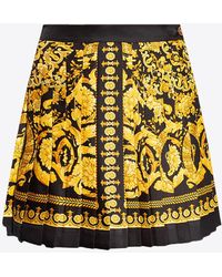Versace - Barocco Pleated Silk Mini Skirt - Lyst