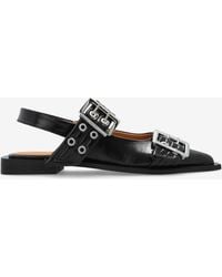 Ganni - Feminine Buckle Slingback Flats - Lyst