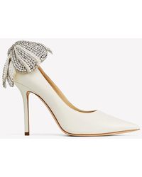 Jimmy Choo - Love 100 Nappa Leather Pumps With Pearl And Crystal Bow - Lyst