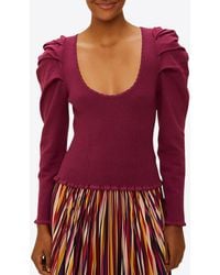 FARM Rio - Puff-Sleeve Knit Corset Top - Lyst