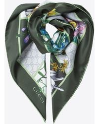 Gucci - Silk Twill Scarf With Floral-Print - Lyst