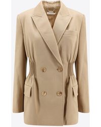 Chloé - Double-Breasted Smocked Wool Blazer - Lyst