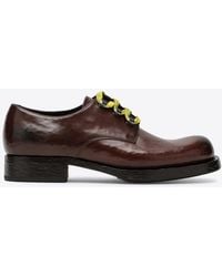 Prada - Aged Leather Derby Shoes - Lyst