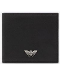 Emporio Armani - Logo Plaque Leather Bi-Fold Wallet - Lyst