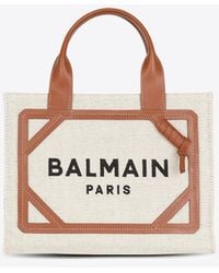 Balmain - Small B-Army Canvas And Leather Tote Bag - Lyst