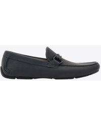 Ferragamo - Front Gancini Plaque Leather Loafers - Lyst