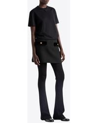 Prada - Embroidered Triangle Logo Jersey T-Shirt - Lyst