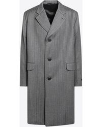 Prada - Single-Breasted Wool Coat - Lyst