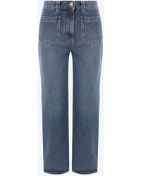 Elisabetta Franchi - Straight-Leg Washed Jeans - Lyst
