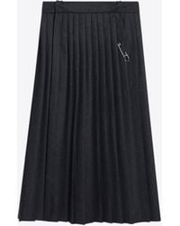 Prada - Safety-Pin Pleated Midi Skirt - Lyst
