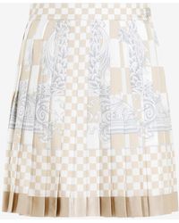 Versace - Damier Print Pleated Mini Skirt - Lyst