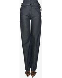 Mugler - Lace-Up Straight-Leg Jeans - Lyst