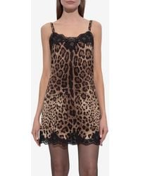 Dolce & Gabbana - Animal Print Mini Silk Dress - Lyst
