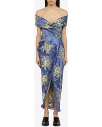 Etro - Off-Shoulder Floral Jacquard Maxi Dress - Lyst