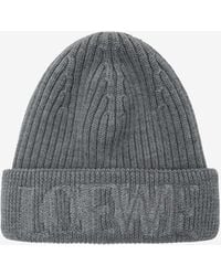 Loewe - Logo Embroidered Wool Knit Beanie - Lyst