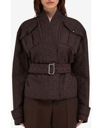 Ferragamo - Monogram Print Belted Kimono Jacket - Lyst