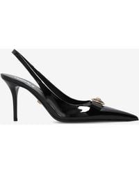 Versace - Gianni Ribbon 100 Leather Slingback Pumps - Lyst