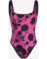 Versace - Floral Print Reversible One-Piece Swimsuit - Lyst