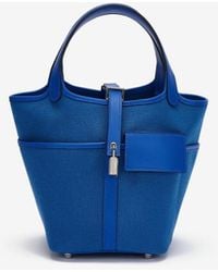 Hermès - Picotin Cargo 18 In Bleu Royal Toile And Bleu Egee Swift With Palladium Hardware - Lyst