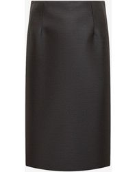 Versace - Pencil Wool Silk Midi Skirt - Lyst