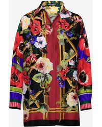 Dolce & Gabbana - Floral Long-Sleeved Silk Shirt - Lyst