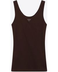 Prada - Triangle Logo Ribbed Tank Top - Lyst