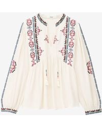 Ba&sh - Tilt V-Neck Embroidered Blouse - Lyst