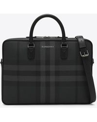 Burberry - Checked Logo-Plaque Briefcase - Lyst