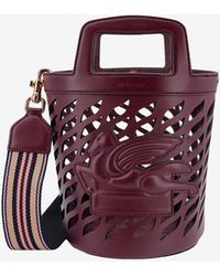 Etro - Pegaso Perforated Leather Bucket Bag - Lyst
