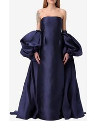 Solace London - Lea Puff-Sleeved Cape Gown - Lyst