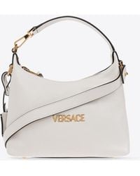 Versace - Tag Leather Hobo Bag - Lyst