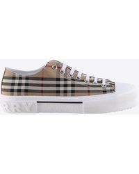 Burberry - Check Pattern Low-Top Sneakers - Lyst