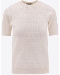 Fendi - All-Over Logo Short-Sleeved T-Shirt - Lyst