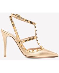 Valentino Rockstud 100 Metallic Leather Cage Pumps- Delivery