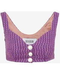 Greta Boldini Jewel Button Crop Top - Purple