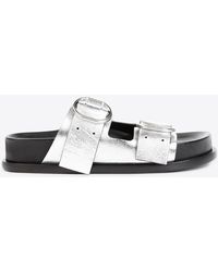 Jil Sander - Metallic Strap Leather Flat Sandals - Lyst