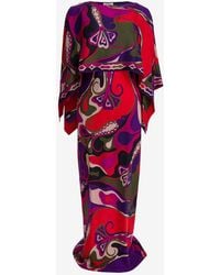 PUCCI - Orchidee Print Silk Maxi Dress With Shawl - Lyst