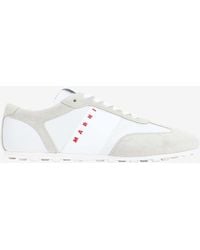 Marni - Leather And Suede Low-Top Sneakers - Lyst