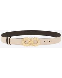 Ferragamo - Gancini-Shaped Buckle Reversible Leather Belt - Lyst