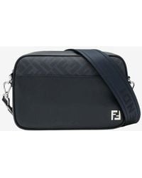 Fendi - Ff Squared Leather And Canvas Messenger Bag - Lyst