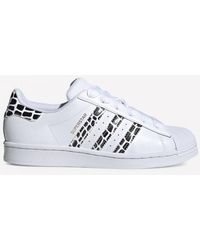 adidas Originals Superstar Sneakers With Leopard Print Trim in Black - Lyst