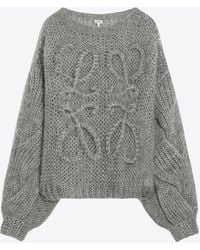 Loewe - Anagram Cable Knit Mohair Sweater - Lyst